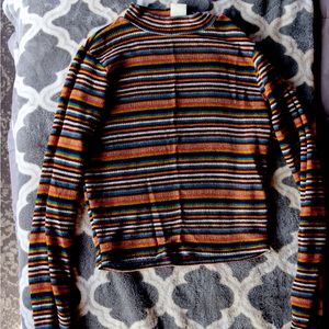 Long sleeve mock turtleneck multi colored crop